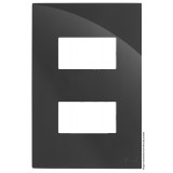 Placa 2 Módulos Separados com Suporte 4x2 - RECTA Grafite Gloss